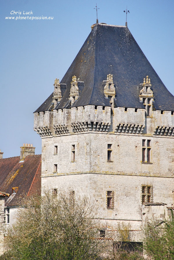 Photo:French-stone-castle-tower-with-honey-bees-in-Charente